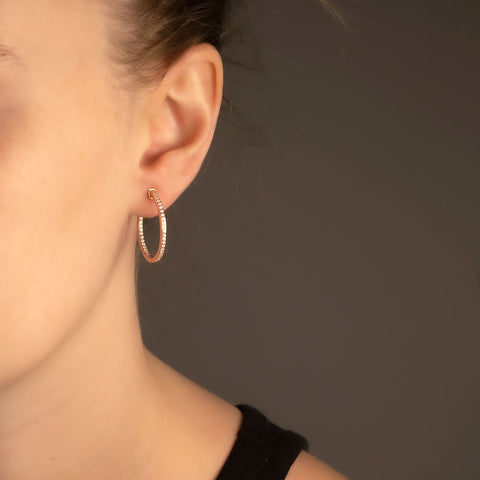 Stone-set hoop earrings in rose gold vermeil