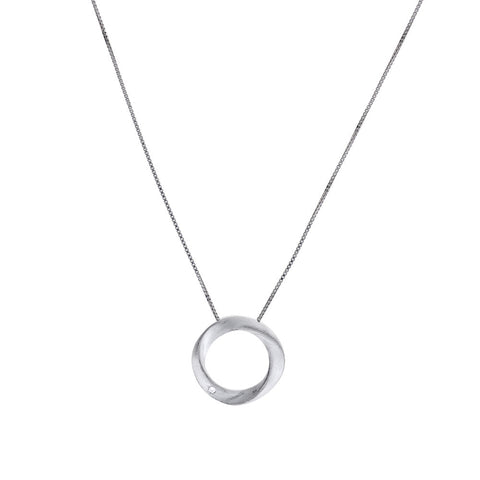 Silver and Diamond Circle Pendant