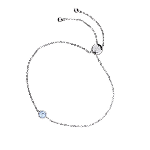 Adjustable sterling silver bracelet with November blue topaz gemstone