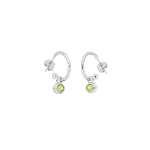 Silver peridot hoop earrings