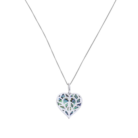 9 Carat White gold heart pendant with abalone