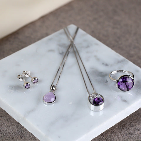 Amethyst jewellery selection