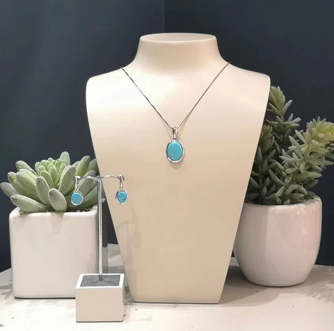 Sterling silver turquoise pendant and earrings