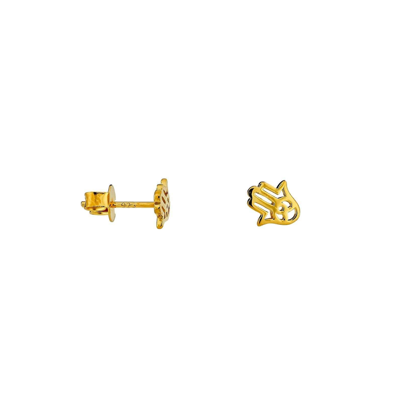 Hamsa Hand Gold Vermeil Stud Earrings 