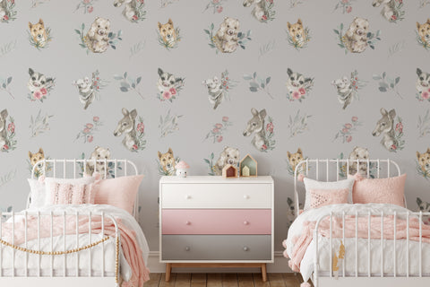 Floral Wallpaper Pattern With Australian Native Animals