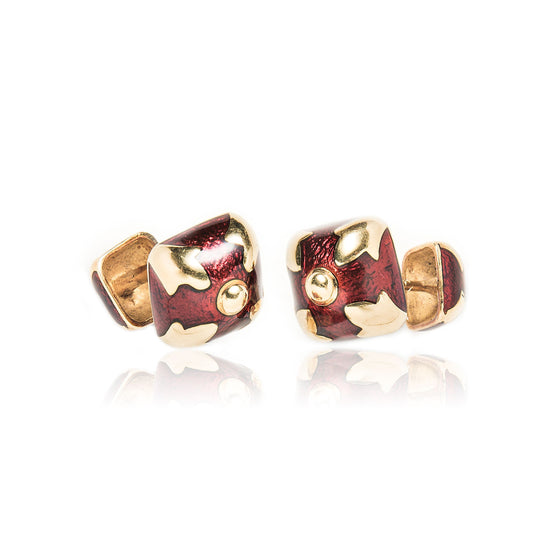 David Webb 18k Yellow Gold & Red Enamel Cufflinks – Tiina Smith Jewelry