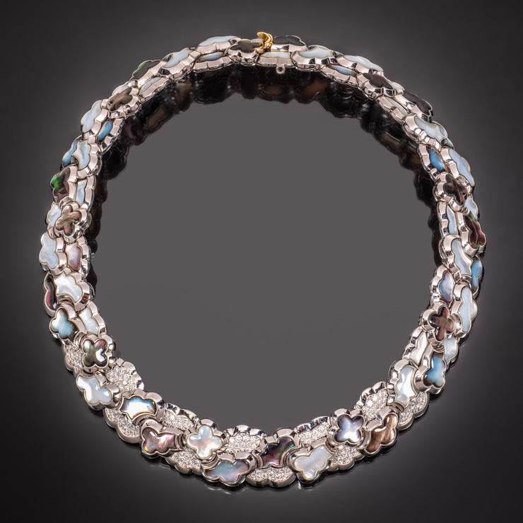 Van Cleef & Arpels Mother of Pearl and Diamond "Alhambra" Necklace