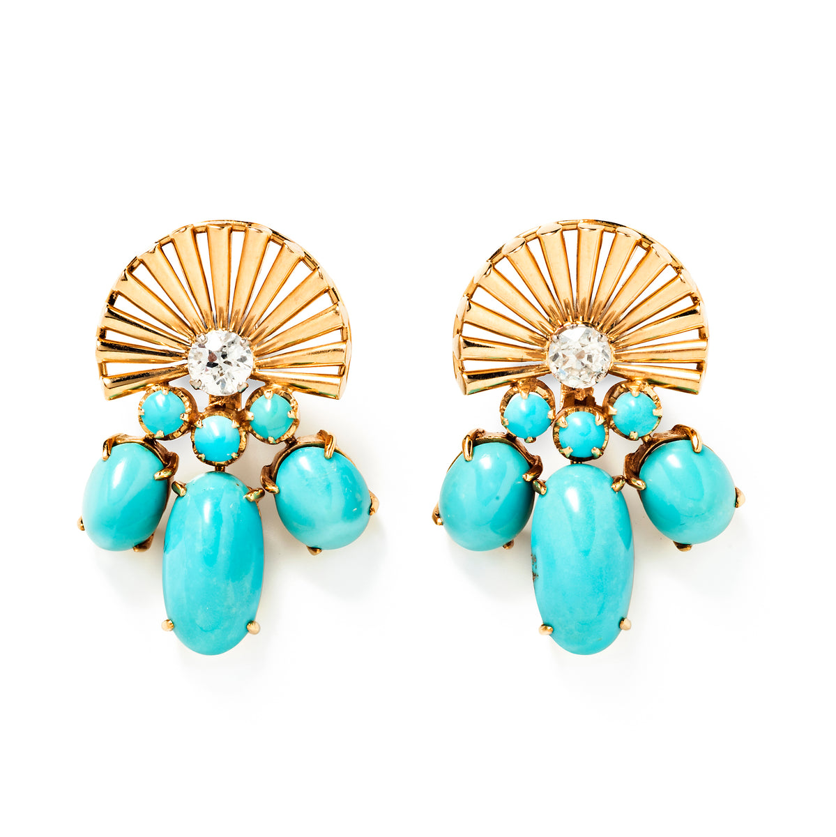 Retro Turquoise and Diamond Ear Clips – Tiina Smith Jewelry