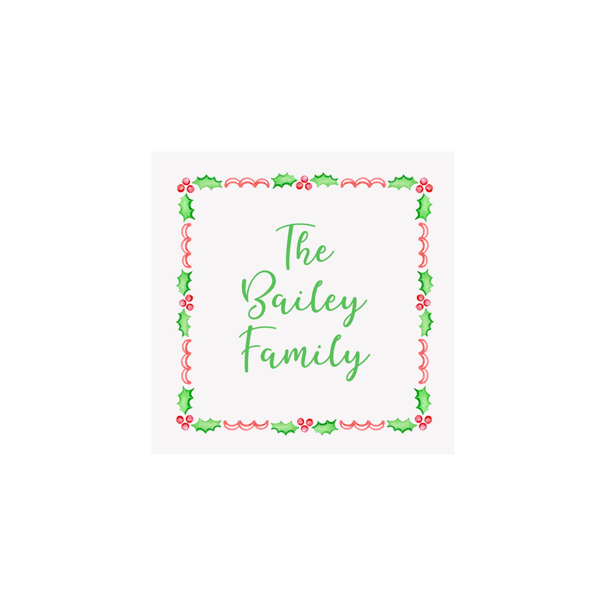 Holly Wreath Christmas Personalized Gift Sticker