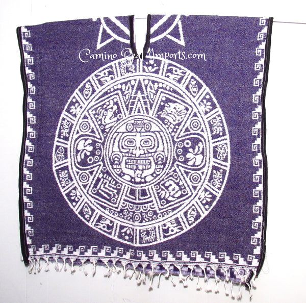 Mexican Poncho Aztec Calendar Gaban GA025 Camino Real Imports