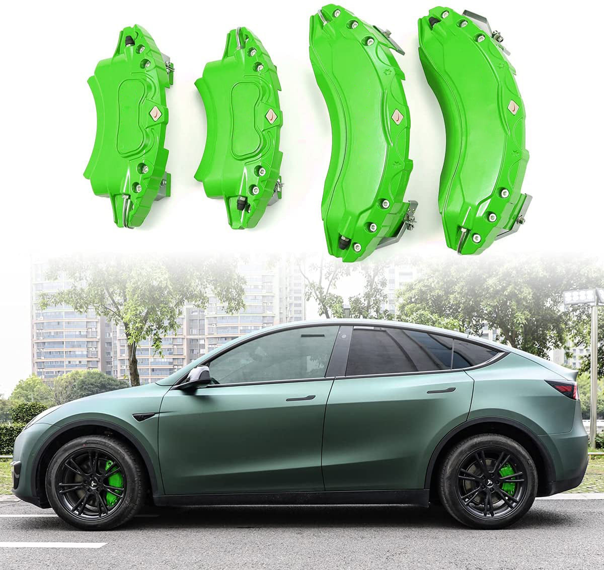 Tesla Model Y Fluorescent Green Brake Caliper Covers The EV Shop