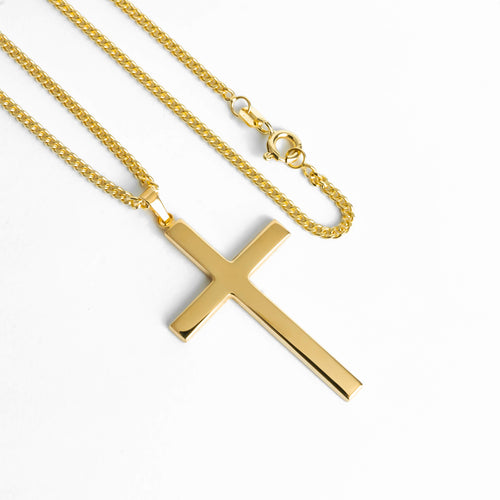 IDENTIM® Herren Kreuz Anhänger Halskette Jesus Korpus Kruzifix 333 Gold