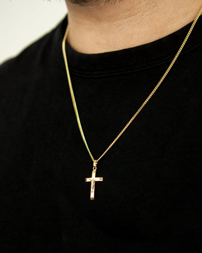 Gold IDENTIM® Poliert Anhänger 333 Herren Halskette Kreuz