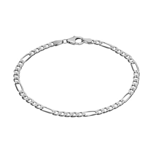 IDENTIM® Herren Halskette Figarokette Herrenkette Silberkette 3.40mm 925  Silber Rhodiniert