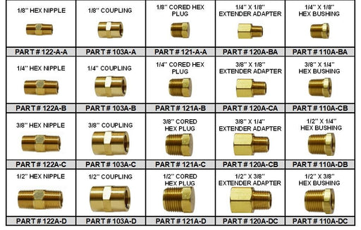 3/8 Brass D.O.T. Push Lock Fittings Assortment — Red Boar Chain & Fastener  Questions Call 435-319-8344