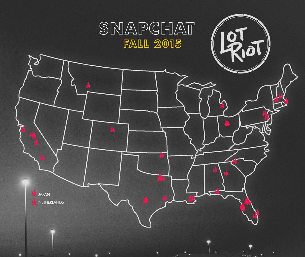 Lot Riot Snapchat Takeovers Map Fall 2015