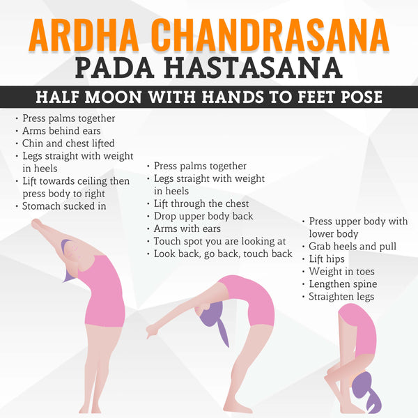 Half Moon with Hands to feet pose | Ardha-Chandrasana with Padahastasana -  Bikramyoga