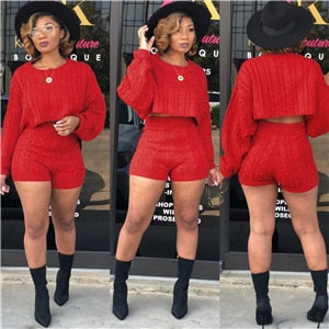 two piece sweater short set