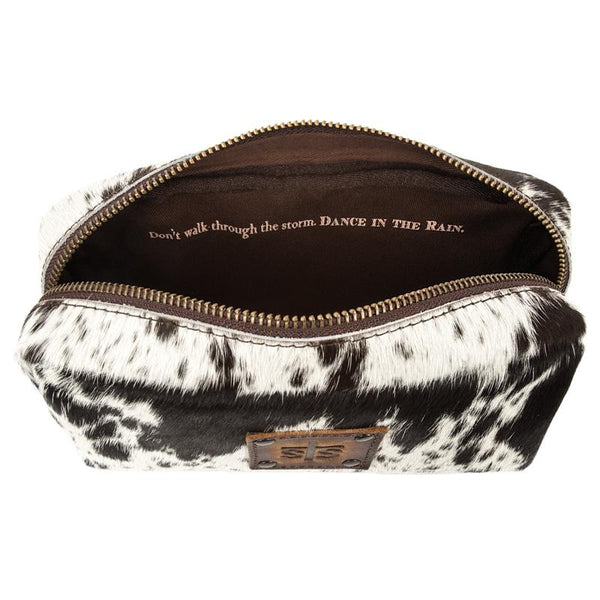 Cowhide Baby Blue Cosmetic Bag