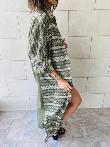 Olive Criss Cross Back Shirt