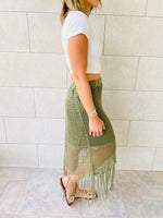 Olive Crochet Tassel Beach Skirt