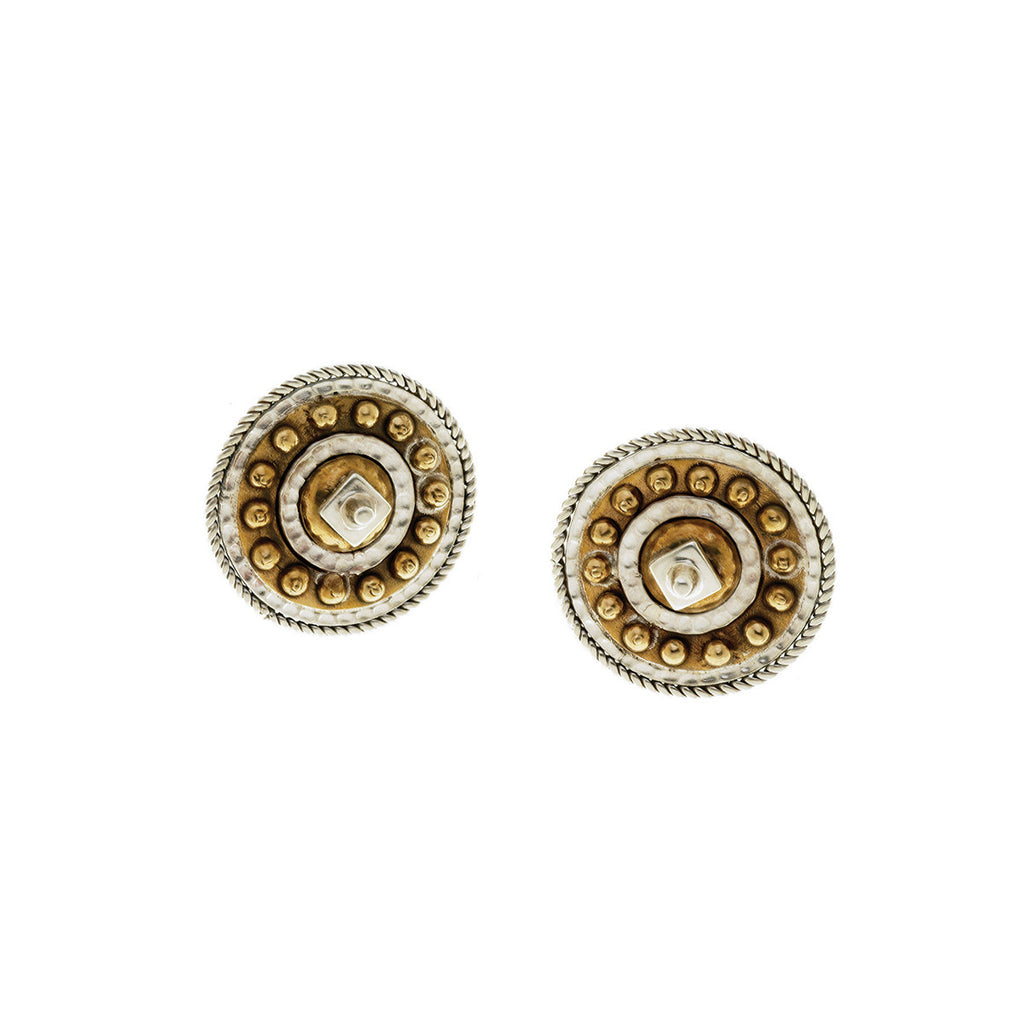 Borobudur Lotus Sterling Silver Bronze Button Earring - Cynthia Gale ...