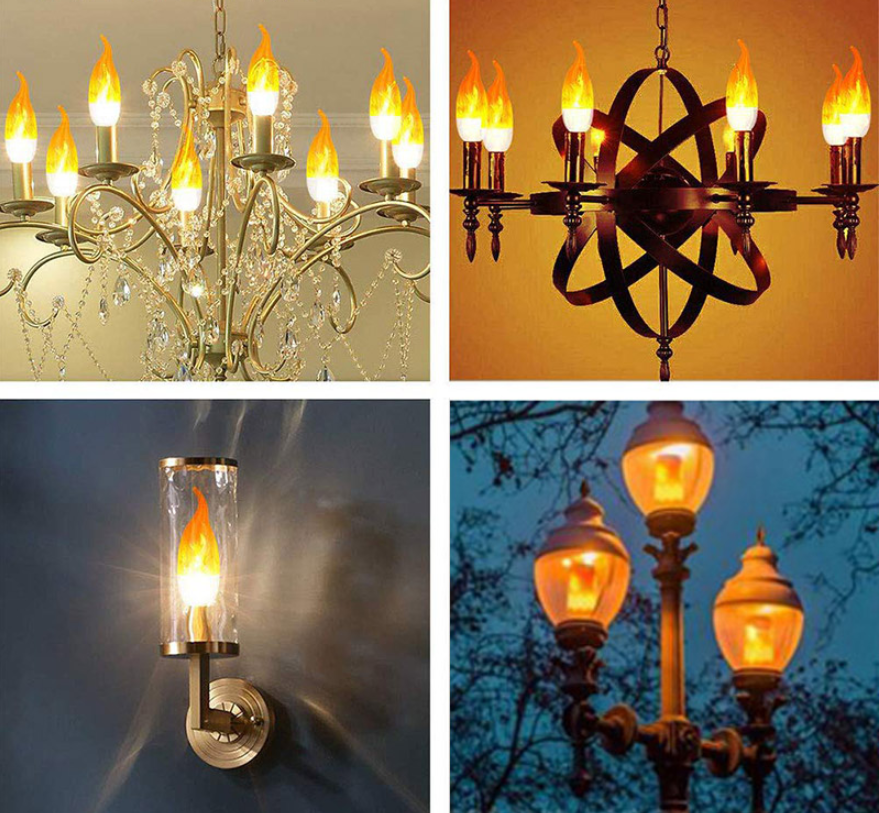 Flame Effect Chandelier LED Fire Candle Light Bulb Flaming Flicker E12