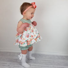 Load image into Gallery viewer, CLEARANCE Del Sur Baby Girls Green And Peach Dress