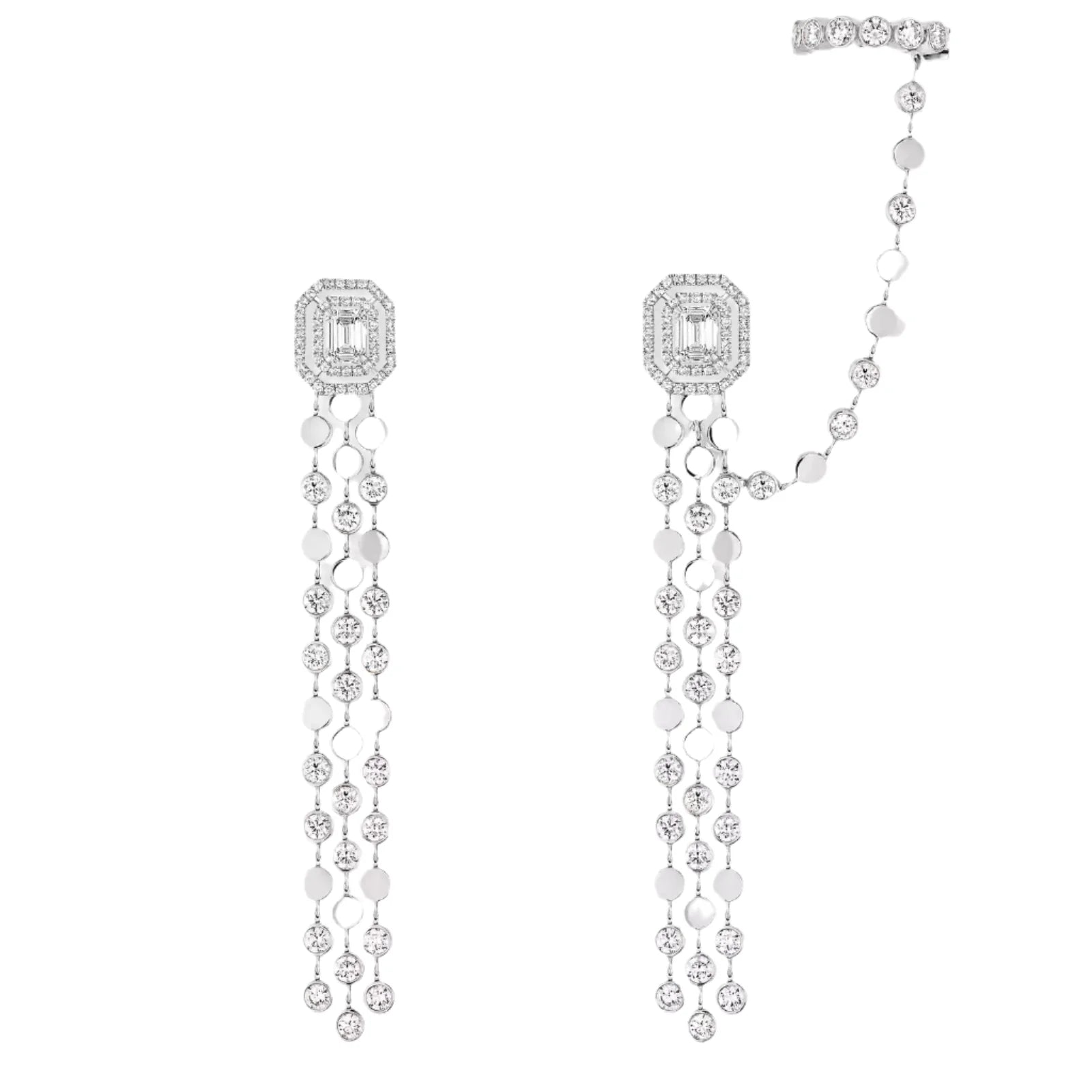 Messika D-Vibes 18ct White Gold 0.30ct Diamond Multi-Row Earrings