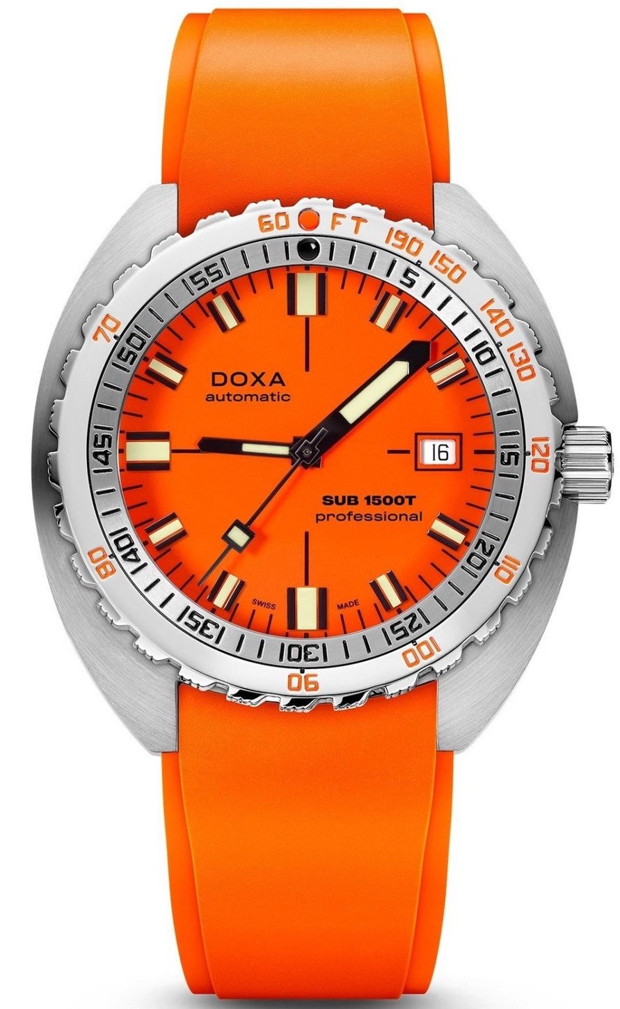 Photos - Wrist Watch DOXA Watch SUB 1500T Professional Rubber 883.10.351.21 - Orange DOX-047 
