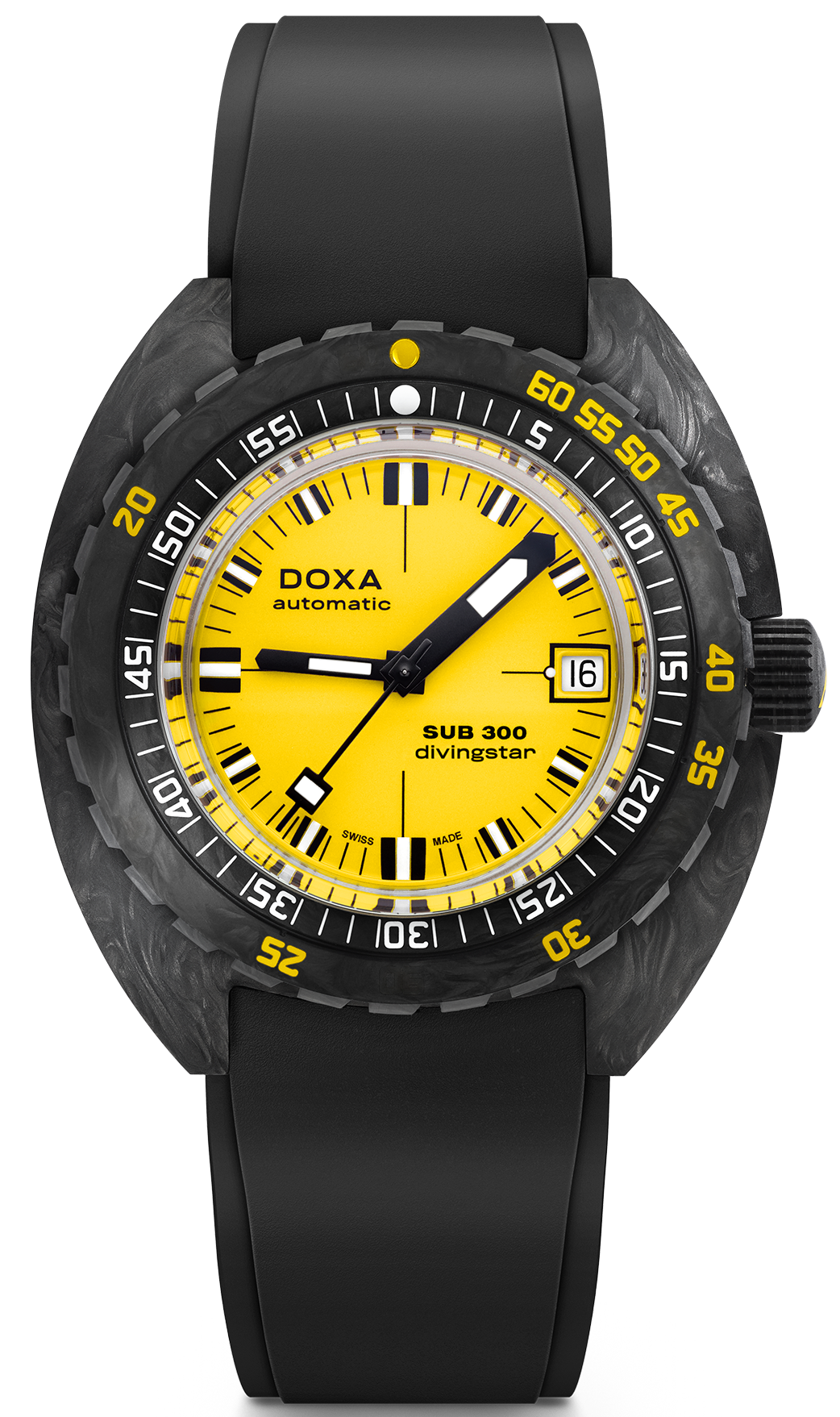 Photos - Wrist Watch DOXA Watch SUB 300 Carbon COSC Divingstar Rubber 822.70.361.20 - Yellow DO 