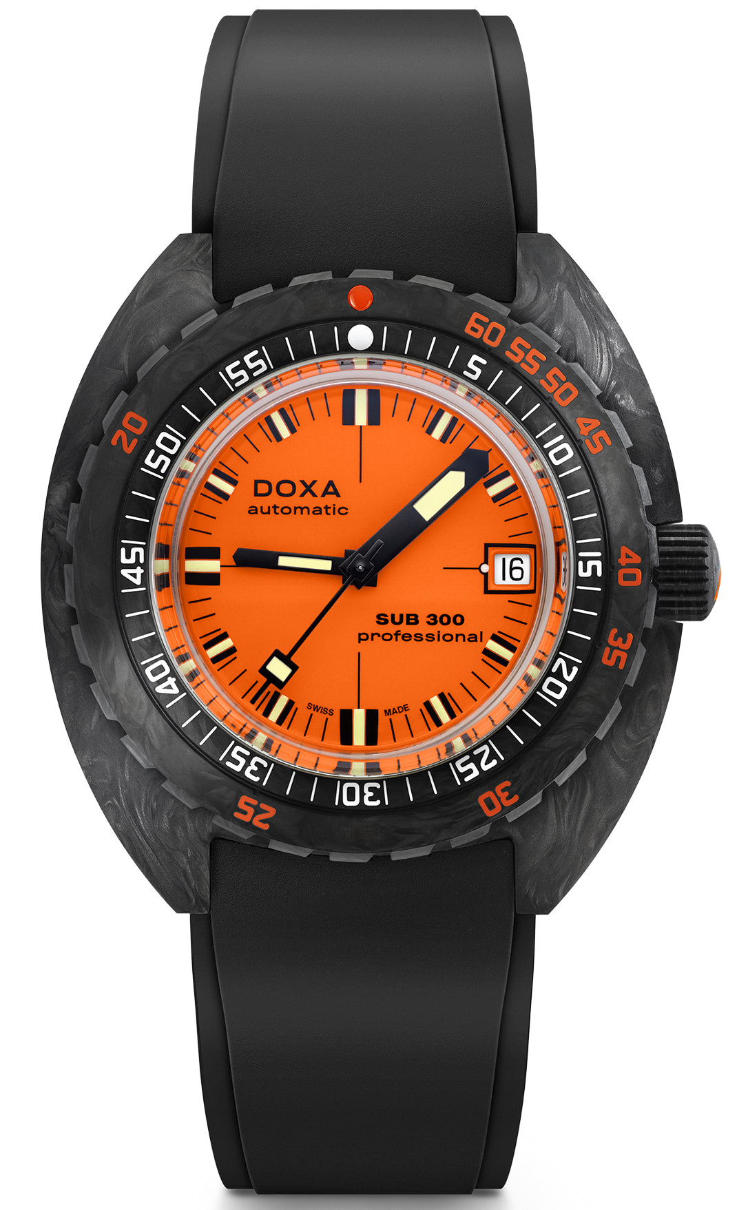 Photos - Wrist Watch DOXA Watch SUB 300 Carbon COSC Professional Rubber 822.70.351.20 - Orange 