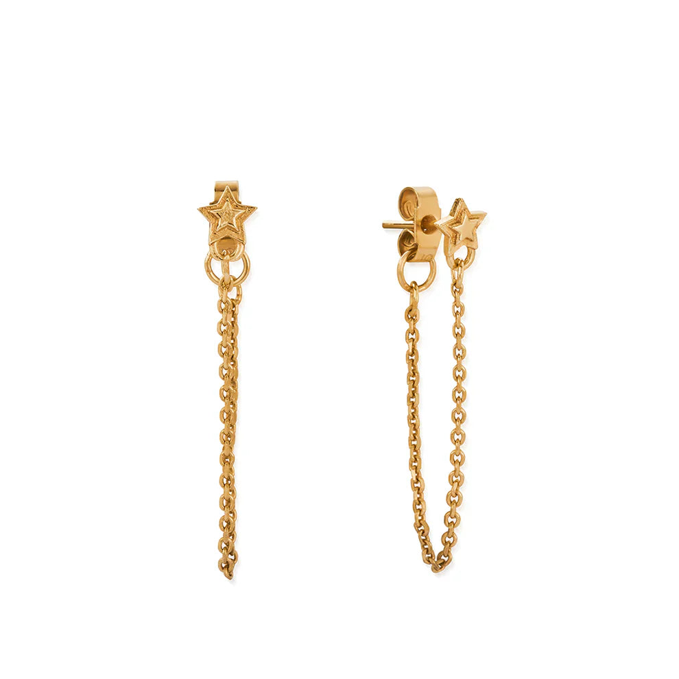 Chlobo Gold Plated Radiant Essence Chain Stud Earrings