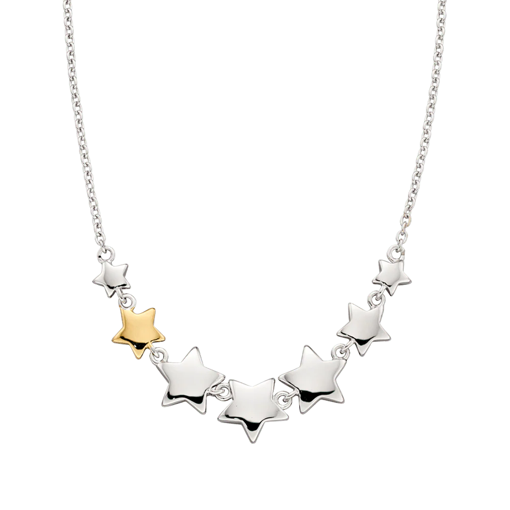Little Star Zara Sterling Silver and Rose Gold Lots of Star Necklace