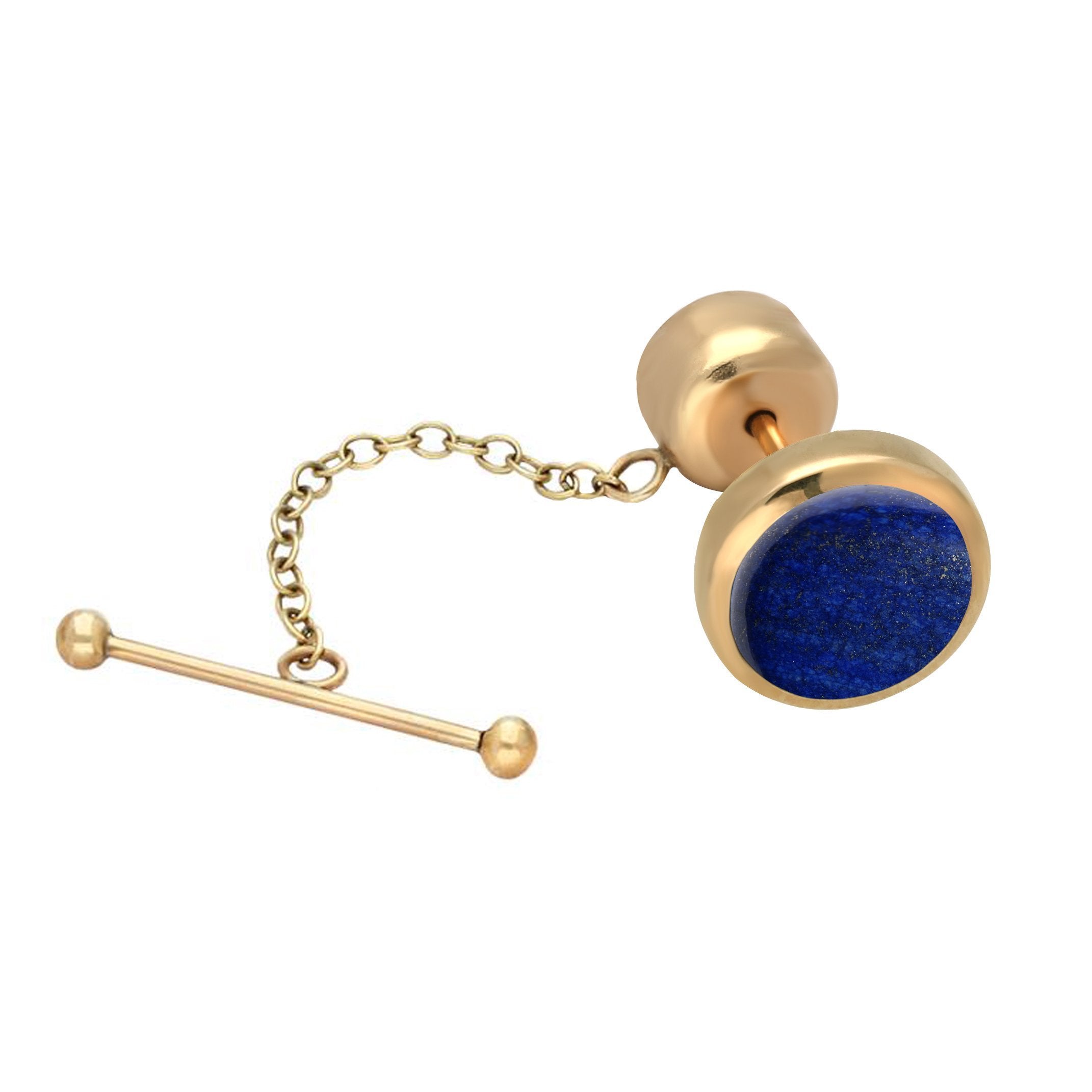 9ct Yellow Gold Lapis Lazuli Circle Tie Pin | 