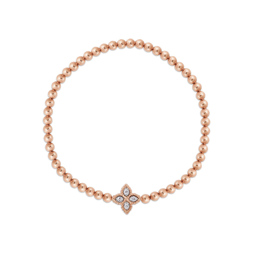 Roberto Coin Princess Flower 18ct Rose Gold Diamond Bracelet - Rose Gold