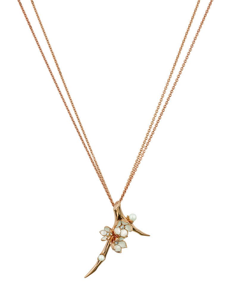 Shaun Leane Cherry Blossom Rose Gold Vermeil 0.19ct Diamond Pearl Flower Necklace - Default Title / Rose Gold