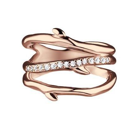 Shaun Leane Cherry Blossom Rose Gold Vermeil Diamond Three Branch Ring - J