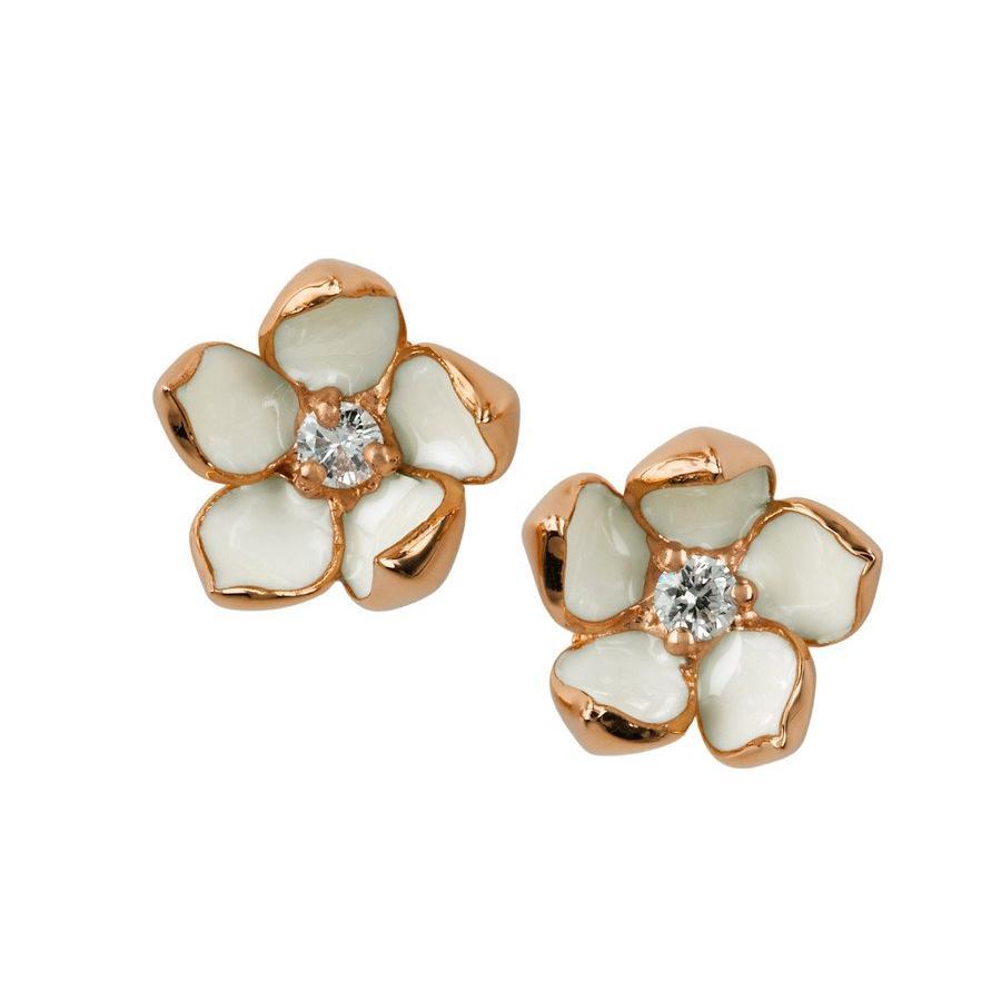 Shaun Leane Rose Gold Vermeil 0.10ct Diamond Small Cherry Blossom Stud Earrings - Default Title / Rose Gold