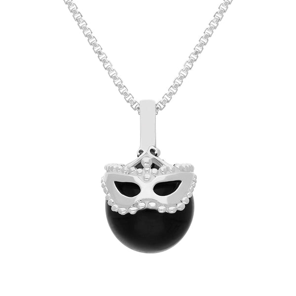 Sterling Silver Whitby Jet Zodiac Gemini 10mm Bead Pendant