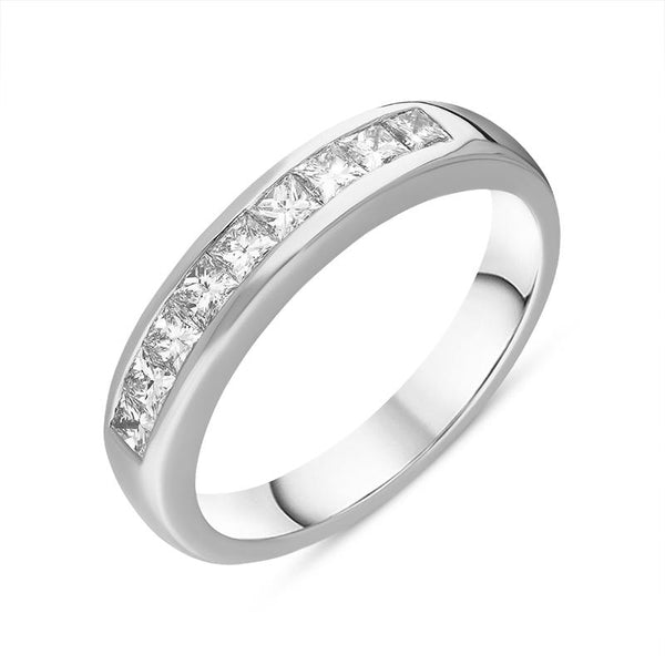 Platinum Diamond Princess Cut Nine Stone Half Eternity Ring