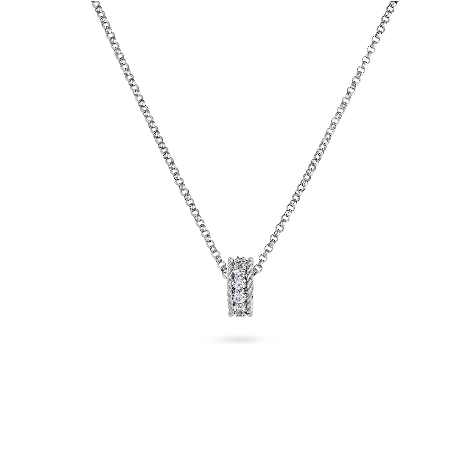 Roberto Coin Diamond Princess 18ct White Gold 0.15ct Diamond Hoop Necklace - Gold