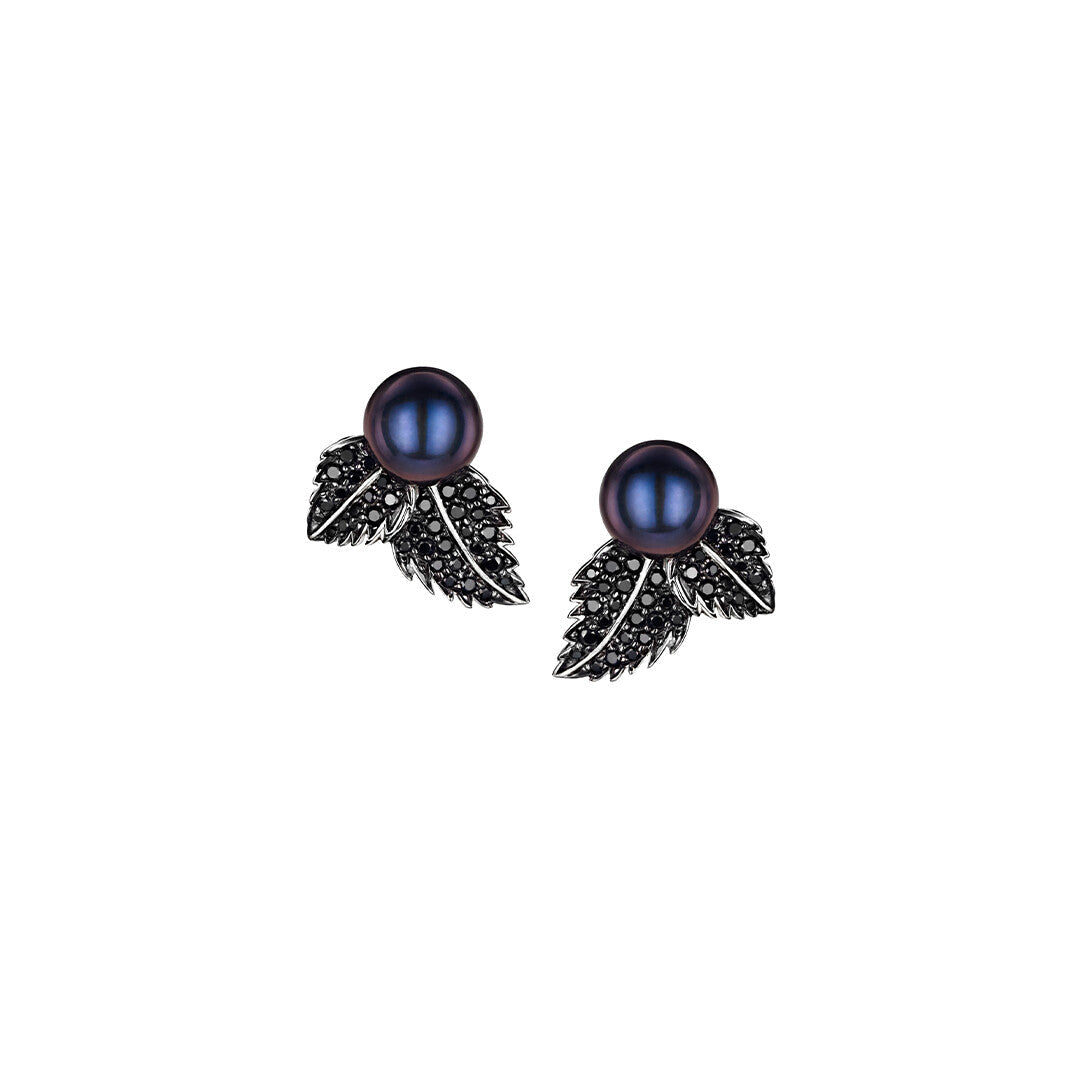 Shaun Leane Blackthorn Sterling Silver Black Spinel Pearl Stud Earrings - Silver