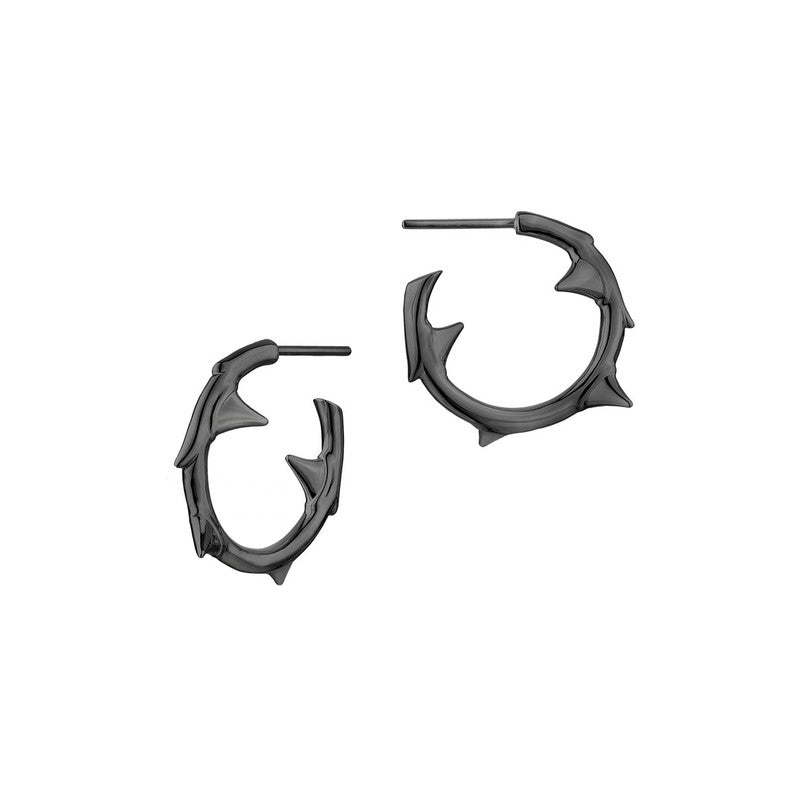 Shaun Leane Rose Thorn Sterling Silver Black Rhodium Small Hoop Earrings - Black