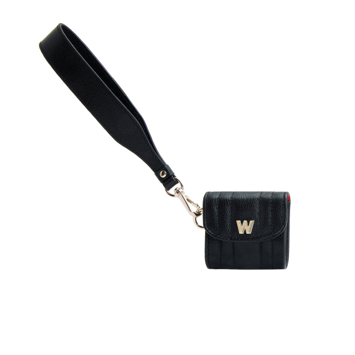 Wolf Mimi Collection Leather Black Earpods Case with Wristlet - Black