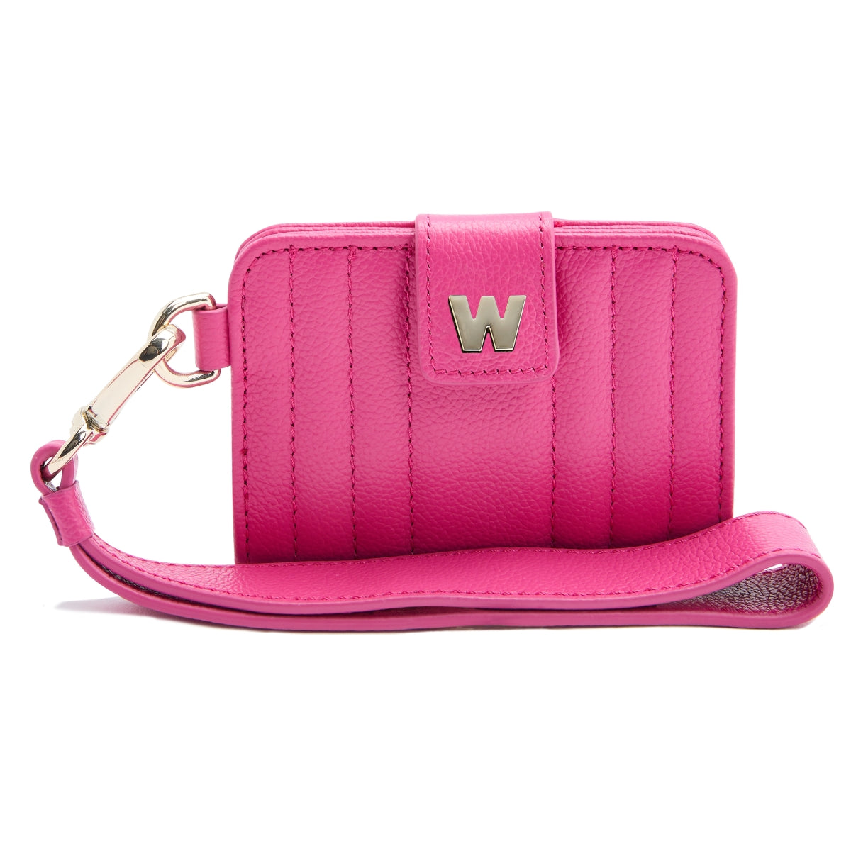 Wolf Mimi Collection Leather Pink Credit Card Holder with Wristlet - Pink