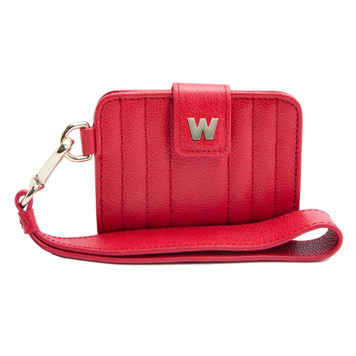 Wolf Mimi Collection Leather Red Credit Card Holder with Wristlet - Red