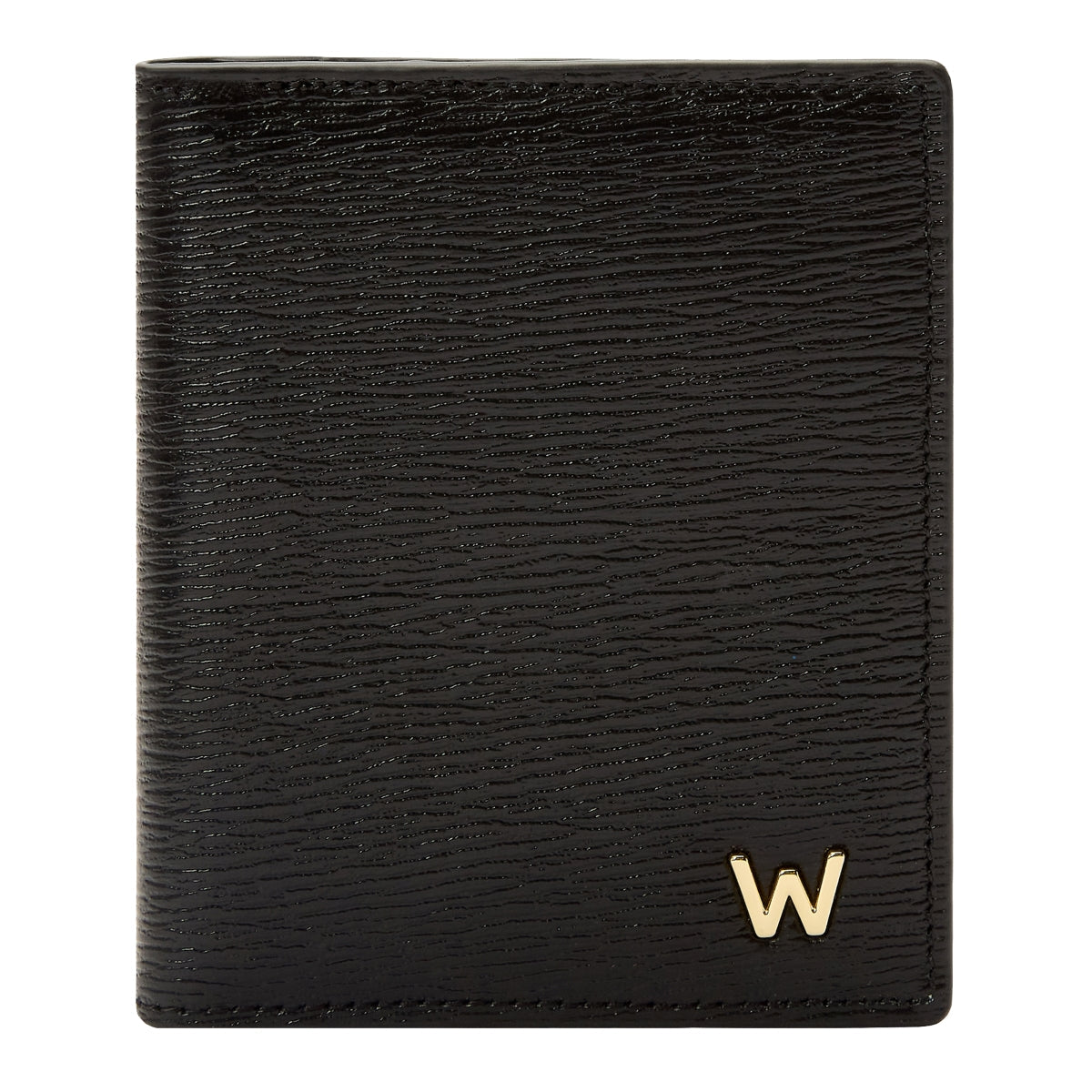 Wolf W Collection Leather Black ID Card Case - Black