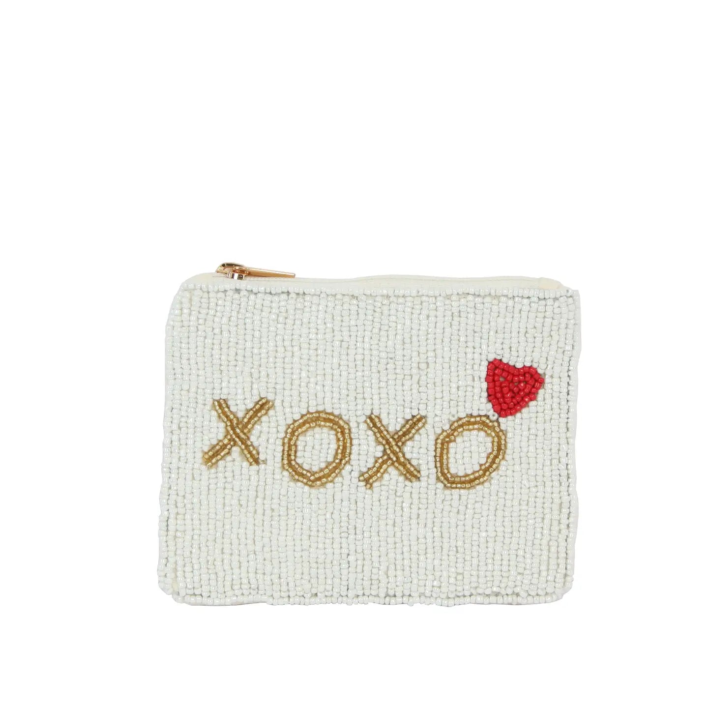 Beaded XOXO Print Coin Purse