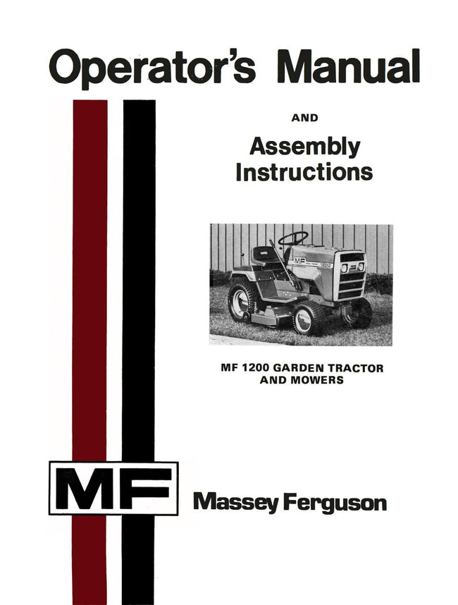 Massey Ferguson Mf 1450 And Mf 1650 Garden Tractors And Mowers Operators Manual 